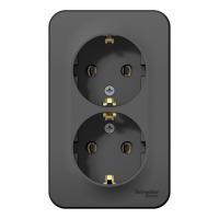 Розетка двухпостовая Schneider Electric Blanca с заземлением антрацит