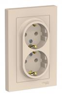 Розетка двухпостовая Schneider Electric AtlasDesign с заземлением слоновая кость