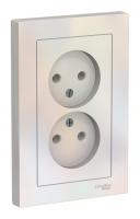 Розетка двухпостовая Schneider Electric AtlasDesign без заземленмия в сборе жемчуг