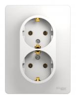Розетка двухпостовая Schneider Electric Glossa с заземлением в сборе белая