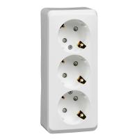 Розетка трёхпостоваяSchneider Electric Этюд с заземлением с защитными шторками белый
