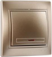 Выключатель 1-кл. Lezard Mira с подсветкой коричневый перламутр